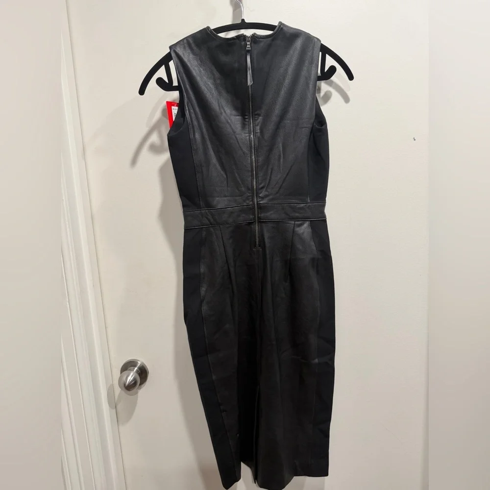 SPANX Black Faux Leather Panel Dress NWT - Picture 3 of 5